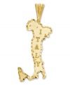 Display your pride and love for a place that truly puts the Rome in Romance! Delicate text reads Italy upon this gorgeous 14k gold charm. Chain not included. Approximate drop length: 1-1/5 inch. Approximate drop width: 1/2 inch.