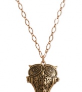 Good things come in trees. This owl locket necklace from Lucky Brand is crafted from gold-tone mixed metal with semi-precious turquoise accents adding a colorful touch. Item comes packaged in a signature Lucky Brand Box. Approximate length: 32 inches + 2-inch extender. Approximate drop: 1-5/8 inches.