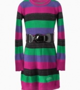 Get sweet style with this pretty striped sweater dress from Guess featuring her favorite colors.