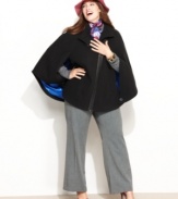 Designed for chilly weather, Via Spiga's plus-size cape uses vintage-inspired styling -- perfect for complimenting tailored trousers or a sleek pencil skirt.