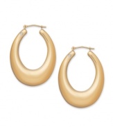 The bigger, the bolder, the better! Let your style do the talking in large, graduated hoop earrings by Signature Gold™. Set in 14k gold with sparkling diamond accents for extra shine. Approximate drop length: 1-1/4 inches. Approximate drop width: 1 inch.