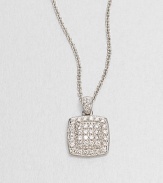 A stunning rounded square pendant, set with dazzling cubic zirconia stones, shimmers as it suspends from a sterling silver chain.Cubic zirconiaSterling silverChain length, about 16 with 2 extenderPendant, about ½ squareLobster claspImported