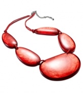 With rich colors and bold resin stones, this frontal necklace from Style&co. becomes the focus of your look. Crafted in gold tone mixed metal. Approximate length: 18 inches. Approximate drop: 2 inches.