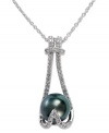 Stun them with sparkle. EFFY Collection's beautiful pendant showcases a cultured Tahitian freshwater pearl (9-9-1/2 mm) cradled by round-cut diamonds (1/4 ct. t.w.) in 14k white gold. Approximate length: 18 inches. Approximate drop: 1 inch.