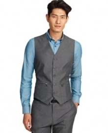 Zippers on the pockets add a modern detail to this classic Kenneth Cole New York vest.