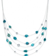 Colorful and chic. Avalonia Road's delicate illusion necklace features turquoise stones (12-3/4 ct. t.w.) set in sterling silver. Approximate length: 18 inches + 3-inch extender.