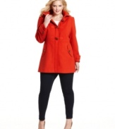 Jessica Simpson puts a charming new spin on a classic silhouette with this refined plus size duffle coat.