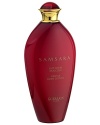 In Sanskrit, Samsara means the eternal cycle of life. It is an imaginary place, sacred and mysterious, where Orient and Occident meet. Samsara is the symbol of harmony, of absolute osmosis between a woman and her perfume. It is a spiritual voyage leading to serenity and inner contemplation. The bottle, in the sacred red of the Orient, echoes the figure of a Khmer dancer in the Musée Guimet in Paris, her hands folded in a gesture of offering, expressing plenitude and femininity. The stopper evokes the eye of Buddha.