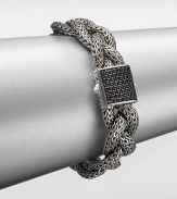 From the Classic Chain Collection. This nature-inspired style from a socially and environmentally responsible brand features intricately designed sterling silver chains in a braided style accented with a black sapphire encrusted closure. Sterling silverBlack sapphireLength, about 7.25Push clasp closureImported