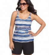 Cute, sporty and in control: Christina's double-strap plus size tankini top provides the look you love and coverage you want.