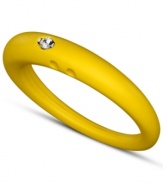 Stackable style with a hint of sparkle! DUEPUNTI's unique ring is crafted from yellow-hued silicone with a round-cut diamond accent. Set in sterling silver. Ring Size Small (4-6), Medium (6-1/2-8) and Large (8-1/2-10)