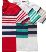 Traditional and timeless, this Izod striped polo shirt will be a heavy-hitter in your wardrobe.