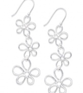 Pretty and petite, Touch of Silver's silver-plated brass earrings feature a unique daisy design. Ear wire crafted from sterling silver. Approximate drop: 1-4/5 inches.