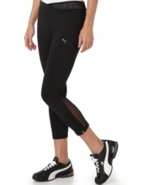 These athletic pants by Puma are a must-have for your gym wardrobe. Mesh insets and zippers at the leg are sporty details you'll love!