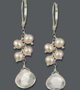 Perfectly polished. Add a touch of shimmer to any look with clusters of pink cultured freshwater pearls (4-1/2-5 mm) and faceted rose quartz teardrops (10-1/2 ct. t.w.). Crafted in sterling silver. Approximate drop: 1-3/4 inches.