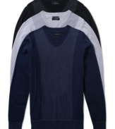 These contrast colored v-neck sweaters from Guess are a classic cold-weather must-have.