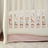 A coordinating solid canvas crib skirt in a soft pink.The American Academy of Pediatrics and the U.S. Consumer Product Safety Commission have made recommendations for safe bedding practices for babies. When putting infants under 12 months to sleep, remove pillows, quilts, comforters, and other soft items from the crib.