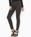 Lauren Ralph Lauren's slim twill pant is finished with chic buttons at the ankle for a modern update.