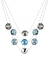 Be the belle of the balls with this illusion necklace from Kenneth Cole New York. Crafted from silver-tone mixed metal, the necklace features beads in blue and silver tones for a fashion-forward effect. Approximate length: 17 inches + 3-inch extender. Approximate frontal drop: 2-3/4 inches.