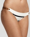 Flaunting faux leather trim, ViX's striped bikini edges up your splash-ready wardrobe.