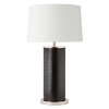 At home or in the office, this embossed leather lamp with polished silver exudes a refined quality.