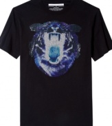 A lot wild and a little scary: Sean John T-shirt with a multicolor graphic of an open-mouthed tiger.