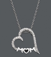 Because she deserves a little bit of sparkle, show her you care this Mother's Day with a special gift. Pendant features an open-cut heart design, the word MOM, and sparkling diamond accents. Crafted in sterling silver. Approximate length: 18 inches. Approximate drop: 3/4 inch.