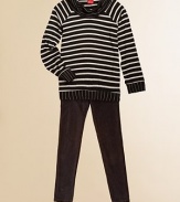 Vertical and horizontal stripes join in this comfy cowlneck she'll love to live in. Slight cowlneckLong sleevesBanded cuffs and hemPull-on style96% rayon/4% spandexMachine washImported