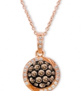 A sparkling sensation! Round-cut chocolate diamonds (1/2 ct. t.w) and white diamond accents combine on this lovely pave-set oval pendant. Crafted in 14k rose gold. Approximate length: 18 inches. Approximate drop: 5/8 inch.