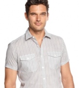 Cool down your warm weather look with this western-inspired workshirt from Kenneth Cole New York.