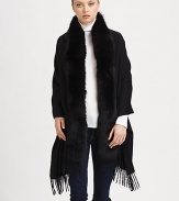 EXCLUSIVELY AT SAKS.COM A luxurious cashmere design with fringed ends and dyed fox accents. Fully linedAbout 30 X 70Specialist dry cleanImported Fur origin: Finland