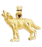 Twilight trendy. You'll want to howl at the moon, too, when you wear this diamond-cut wolf charm. Set in 14k gold. Chain not included. Approximate length: 7/10 inch. Approximate width: 7/10 inch.