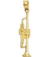 The perfect gift for the leader of the band. This intricate charm features a detailed trumpet in 14k gold. Chain not included. Approximate length: 1-1/5 inches. Approximate width: 3/10 inch.