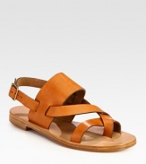 Rich leather straps weave their way around the foot, concluding with a toe ring and an adjustable slingback strap. Leather upperLeather lining and soleMade in ItalyOUR FIT MODEL RECOMMENDS ordering one half size up as this style runs small. 