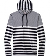 With sweet stripes and easy pullover styling, this American Rag hoodie will soon be your new weekend look.