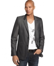 Wear it over a dress shirt for work or over a tee for play, either way this Marc Ecko Cut & Sew sportcoat will have you sporting serious style.