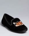 Foxy fun: these Tory Burch flats are a not-so-serious take on the smoking slipper silhouette, with embroidered foxes wearing their own logo bows.