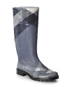 Classic Burberry rainboot with oversize check print.