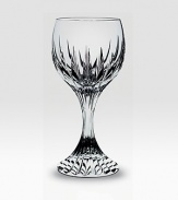 A classic beveled pattern extends down the stem of a luminous water glass crafted in pure lead crystal. From the Massena Collection 12.5 oz. 7½ high Hand wash Made in France