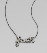 Get a positive outlook with this modern style with dazzling diamonds in sleek rhodium. Diamonds, .21 tcwRhodiumLength, about 15½Pendant size, ¾Lobster claw closureMade in the USA of imported materials