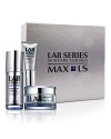 The anti-age system engineered for men to keep skin looking younger longer. This Lab Series Skincare for men MAX LS set includes: MAX LS Age-Less Face Cream 1.7 oz., MAX LS Instant Eye Lift 3.4 oz., MAX LS Overnight Renewal Serum 1.7 oz.