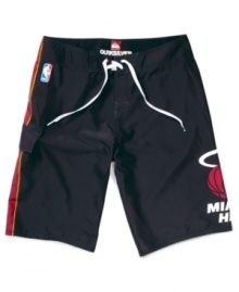 Miami Heat fans, show your support in style with these Quiksilver NBA board shorts.