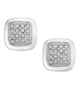 A little touch of sparkle. Giani Bernini's square-cut stud earrings are made of crystal and sterling silver. Approximate diameter: 1/3 inch.