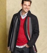 Stepping out has never been so easy. Just grab this wool-blend coat and scarf already paired for you from Tommy Hilfiger.