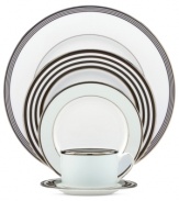 With the bands. The Parker Place soup bowl creates instant ambiance with rings of platinum, black and pale blue in sleek bone china. From kate spade new york.