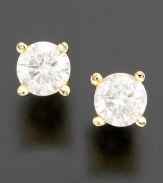 The epitome of elegance, these diamond studs feature round-cut diamonds (1/3 ct. t.w.) set in 14k gold.