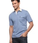 Crafted in soft slub cotton, this polo shirt from Izod is just right for the weekend.