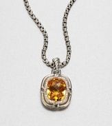 From the Labyrinth Collection. A stunning, faceted citrine stone surrounded by sparkling diamonds set in sleek sterling silver on an iconic cable bale. CitrineDiamonds, .19 tcwSterling silverSize, about .55Fixed baleImported Please note: Chain sold separately. 