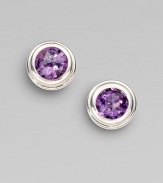 From the Bedeg Collection. This simply chic design features a lovely faceted amethyst stone set in sleek sterling silver. AmethystSterling silverSize, about ½Post backImported 