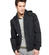 Style and substance. This jacket with detachable hood from Hugo Boss ORANGE keeps you looking good in all weather.